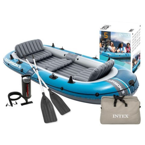 Ponton dmuchany Excursion 5 5-osobowy pompka 2 wiosła torba INTEX 66325 INTEX