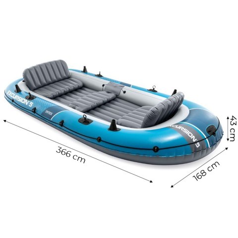 Ponton dmuchany Excursion 5 5-osobowy pompka 2 wiosła torba INTEX 66325 INTEX