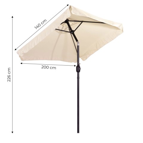 Prostokątny duży parasol ogrodowy skośny łamany z korbą beżowy 200x140 cm MultiGarden MultiGarden