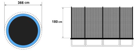 Siatka zewnętrzna do trampoliny 12 ft 8 słupków 366 cm MULTISTORE