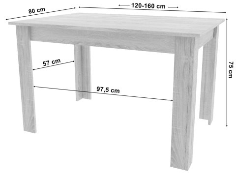 Stół NP 120-160x80 Artisan nogi czarne