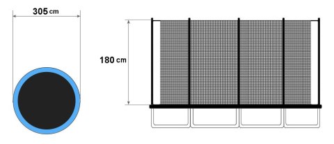 Wewnętrzna siatka ochronna na trampolinę 10 ft 8 słupków 305 cm MULTISTORE