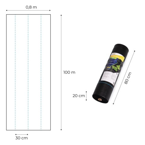 Agrowłóknina czarna agrotkanina UV 135g mata antychwastowa 0,8x100m kołki MulltiGarden MultiGarden