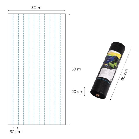 Agrowłóknina czarna agrotkanina UV 135g mata antychwastowa 3,2x50m kołki MulltiGarden MultiGarden
