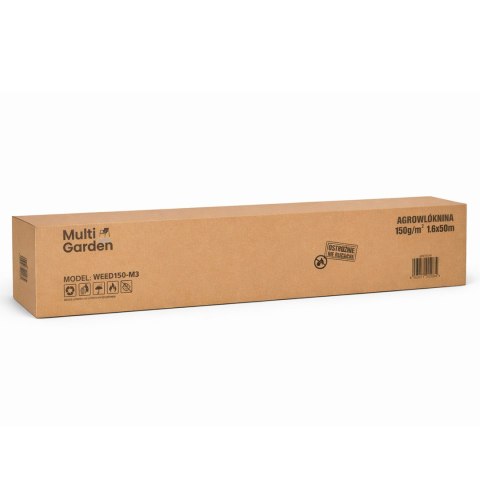 Agrowłóknina czarna agrotkanina UV 150g mata antychwastowa 1,6x50m kołki MulltiGarden MultiGarden