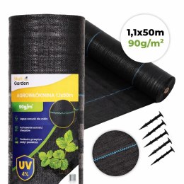 Agrowłóknina czarna agrotkanina UV 90g mata antychwastowa 1,1x50m kołki MulltiGarden MultiGarden