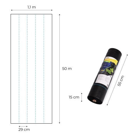 Agrowłóknina czarna agrotkanina UV 90g mata antychwastowa 1,1x50m kołki MulltiGarden MultiGarden