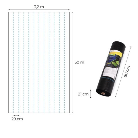 Agrowłóknina czarna agrotkanina UV 90g mata antychwastowa 3,2x50m kołki MulltiGarden MultiGarden