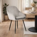 Krzesło tapicerowane welurowe nowoczesne do jadalni salonu jasny szary ModernHome ModernHome