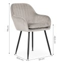 Krzesło tapicerowane welurowe nowoczesne do jadalni salonu jasny szary ModernHome ModernHome