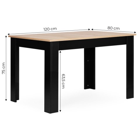 Stół prostokątny do kuchni jadalni dla 4 osób 120x80 cm dąb sonoma ModernHome ModernHome