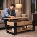 Stolik kawowy rozkładany blat podnoszony 90 cm schowek półka dąb sonoma ModernHome ModernHome