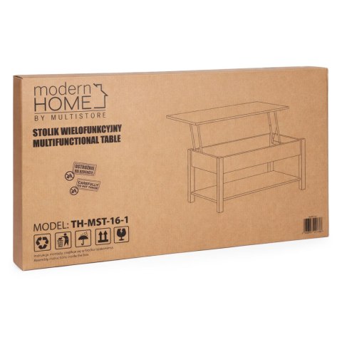 Stolik kawowy rozkładany blat podnoszony 90 cm schowek półka dąb sonoma ModernHome ModernHome