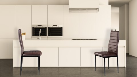 Zestaw krzeseł do jadalni salonu z ekoskóry 4 sztuki wysokie oparcie brązowe ModernHome ModernHome