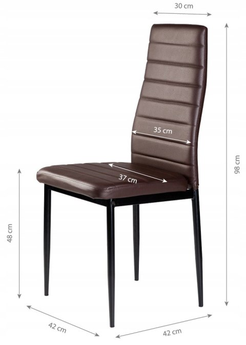 Zestaw krzeseł do jadalni salonu z ekoskóry 4 sztuki wysokie oparcie brązowe ModernHome ModernHome