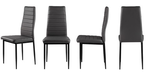 Zestaw krzeseł do jadalni salonu z ekoskóry 4 sztuki wysokie oparcie szare ModernHome ModernHome