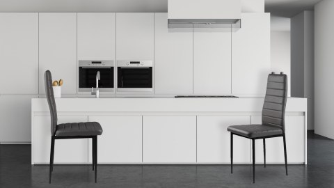 Zestaw krzeseł do jadalni salonu z ekoskóry 4 sztuki wysokie oparcie szare ModernHome ModernHome