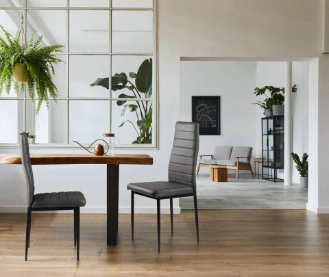 Zestaw krzeseł do jadalni salonu z ekoskóry 4 sztuki wysokie oparcie szare ModernHome ModernHome