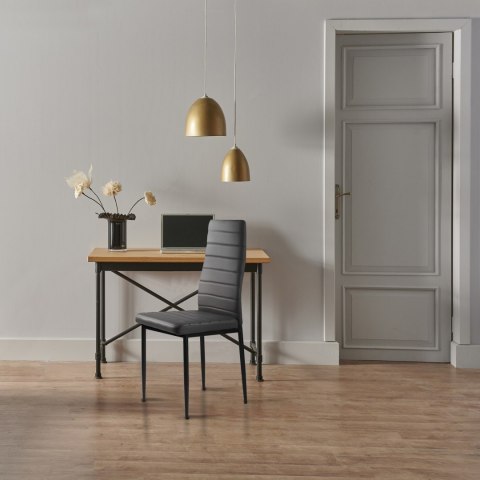 Zestaw krzeseł do jadalni salonu z ekoskóry 4 sztuki wysokie oparcie szare ModernHome ModernHome