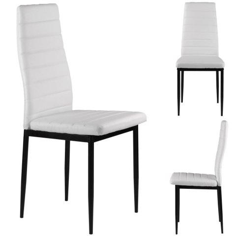 Zestaw krzeseł do jadalni salonu z krzesło ekoskóry 4 sztuki wysokie oparcie białe ModernHome ModernHome