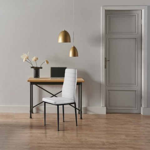 Zestaw krzeseł do jadalni salonu z krzesło ekoskóry 4 sztuki wysokie oparcie białe ModernHome ModernHome