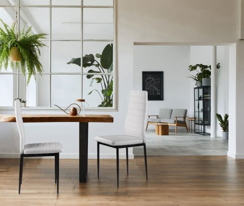Zestaw krzeseł do jadalni salonu z krzesło ekoskóry 4 sztuki wysokie oparcie białe ModernHome ModernHome