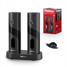 Elektryczny młynek do soli i pieprzu akumulatorowy USB zestaw 2 sztuki regulacja mielenia podświetlenie WEBBER