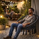 Fotel wiszący boho huśtawka ogrodowa bocianie gniazdo szary MultiGarden MultiGarden