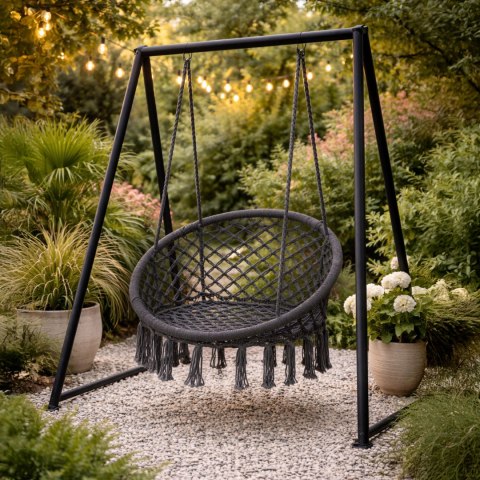 Fotel wiszący boho huśtawka ogrodowa bocianie gniazdo szary MultiGarden MultiGarden