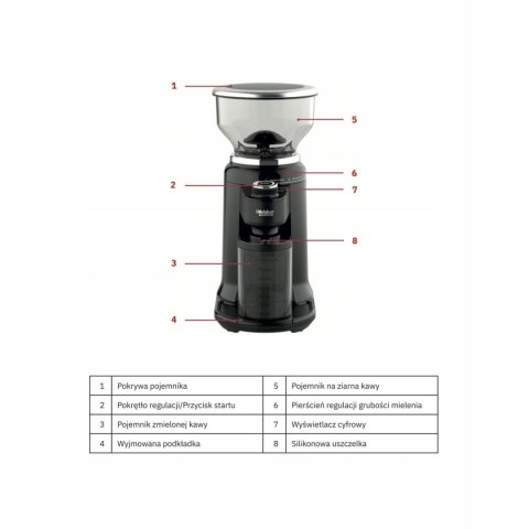 Młynek elektryczny żarnowy do kawy automatyczny 25 poziomów WEBBER CG6 180W WEBBER