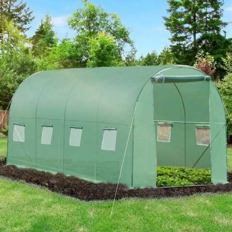 Szklarnia tunel ogrodowy foliowy 4x2x2 m 8 m² metalowy stelaż folia UV 2 wejścia Bauerkraft
