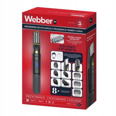 Trymer męski akumulatorowy 8w1 do twarzy i ciała trymer Webber BG-600 WEBBER