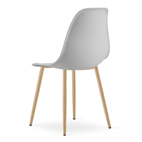 Zestaw Stół ADRIA 120cm x 80cm - biały + 4 krzesła WAT szare / nogi naturalne