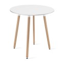 Zestaw Stół KAMI Okrągły 60cm - biały / naturalne nogi + 2 krzesła WAT szare / nogi naturalne