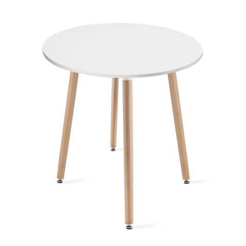 Zestaw Stół KAMI Okrągły 60cm - biały / naturalne nogi + 2 krzesła WAT szare / nogi naturalne