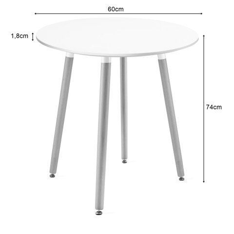 Zestaw Stół KAMI Okrągły 60cm - biały / naturalne nogi + 2 krzesła WAT szare / nogi naturalne