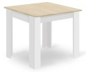 Zestaw Stół NP 80x80cm Dąb Sonoma + Biały + 4 krzesła WAT białe / nogi naturalne