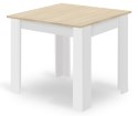 Zestaw Stół NP 80x80cm Dąb Sonoma + Biały + 4 krzesła WAT białe / nogi naturalne