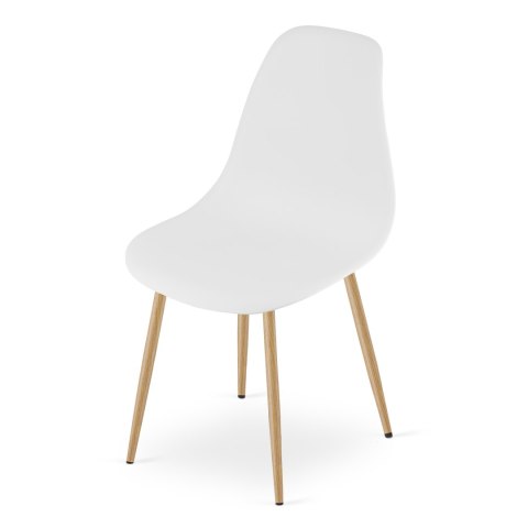 Zestaw Stół NP 80x80cm Dąb Sonoma + Biały + 4 krzesła WAT białe / nogi naturalne