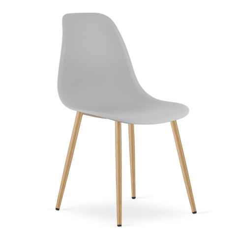 Zestaw Stół TESSA 120cm x 60cm - dąb / białe nogi + 4 krzesła WAT szare / nogi naturalne