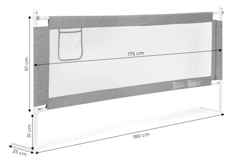 Barierka ochronna na łóżko 180 cm osłona zabezpieczenie dla dzieci ECOTOYS ECOTOYS