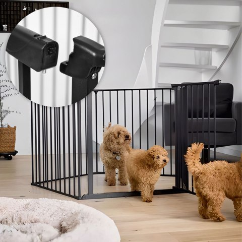Bramka kojec barierka ochronna dla dzieci i zwierząt 5 paneli 60 cm metal czarny ECOTOYS ECOTOYS