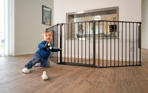 Bramka kojec barierka ochronna dla dzieci i zwierząt 5 paneli 60 cm metal czarny ECOTOYS ECOTOYS