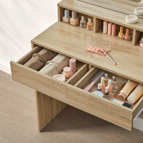 Duża toaletka kosmetyczna lustro oświetlenie LED szuflady dąb sonoma LEOBERT