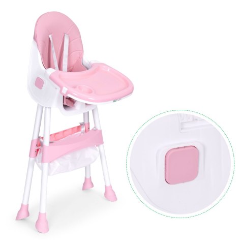 Fotelik krzesełko do karmienia dzieci tacka kosz 5-punktowe pasy różowy ECOTOYS ECOTOYS