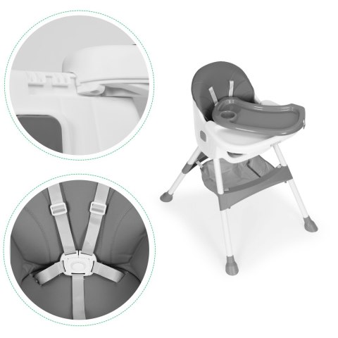 Fotelik krzesełko do karmienia dzieci tacka kosz 5-punktowe pasy szary ECOTOYS ECOTOYS