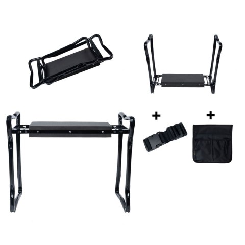 Klęcznik stołek składany do pracy w ogrodzie pas narzędziowy 2 przyborniki LONGWELL INDUSTRIAL LTD