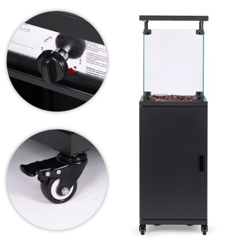 Ogrzewacz gazowy promiennik grzejnik 13 kW szklany na ogród patio reduktor kamienie wulkaniczne pokrowiec MultiGarden MultiGarden