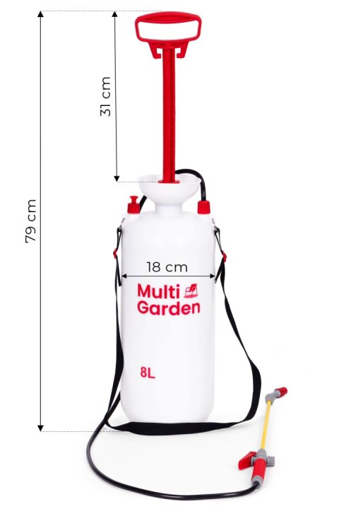 Opryskiwacz ciśnieniowy 8L ogrodowy ręczny 2.2-2.5 bar długa lanca pompa tłokowa MultiGarden MultiGarden