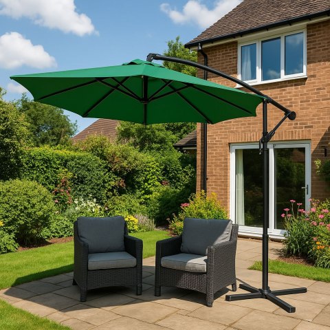 Parasol ogrodowy duży na wysięgniku składany 3 m 6 żeber zielony MultiGarden MultiGarden